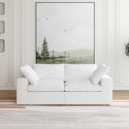 JACH Modular Sectional Couches for Living Room, Modern Convertible Couch, Love Seat Sofas, Cushion Covers Removable, Comfy Sectional Sofa Couch for Living Room Apartment (White)