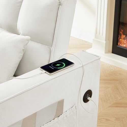 ERYE 64" Oversized Loveseat Sofa Convertible Spacious Full Size Sleeper Sofabed with Pull Out Couch Bed,Cupholders,USB Charging Ports and Storage Pockets for Home Apartment Office Living Room