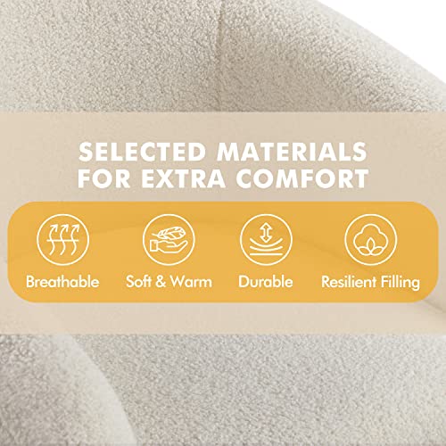 Topeakmart Accent Chair, Sherpa Barrel Chair with Soft Padded and Sturdy Legs for Living Room, Bedroom, Reception Room, Set of 2, Ivory