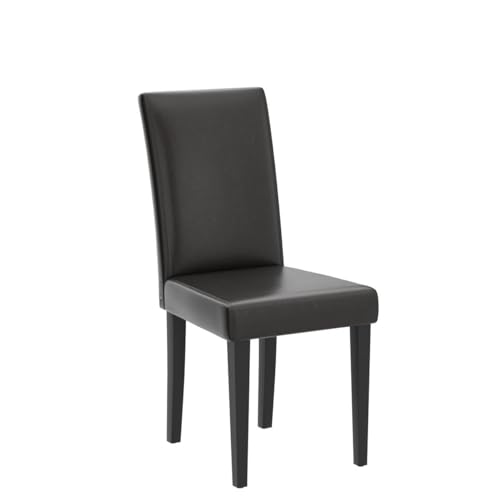 Yaheetech Dining Chairs Set of 4 PU Leather Dining Room Chairs with Waterproof Surface and Wood Legs for Kitchen Restaurant and Living Room, Dark Brown