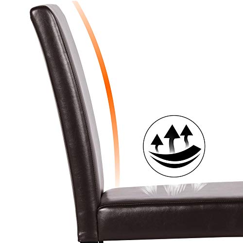 Yaheetech Dining Chairs Set of 4 PU Leather Dining Room Chairs with Waterproof Surface and Wood Legs for Kitchen Restaurant and Living Room, Dark Brown