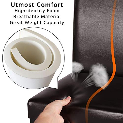 Yaheetech Dining Chairs Set of 4 PU Leather Dining Room Chairs with Waterproof Surface and Wood Legs for Kitchen Restaurant and Living Room, Dark Brown