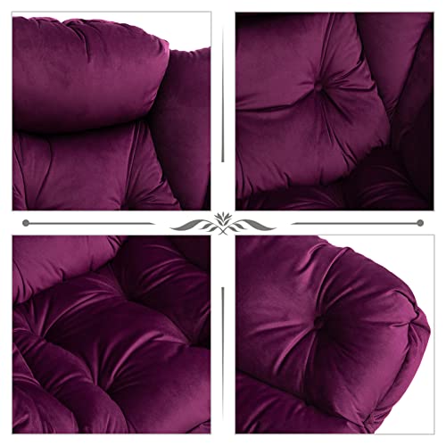 HollyHOME Fabric Large Lazy Chair, Accent Reading Chair, Cozy Lounge Chair with Armrest, Leisure Sofa Chair for Living Room, Bedroom, Dorm, Purple