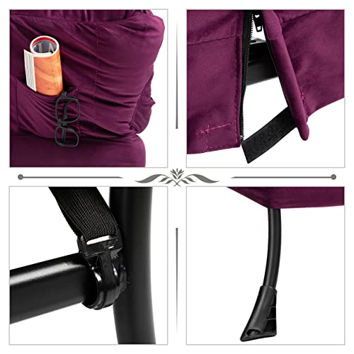 HollyHOME Fabric Large Lazy Chair, Accent Reading Chair, Cozy Lounge Chair with Armrest, Leisure Sofa Chair for Living Room, Bedroom, Dorm, Purple