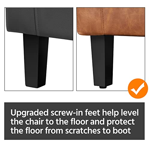 Yaheetech Accent Chair, Faux Leather Armchair Comfy Club Chairs Modern Accent Chair with Soft Seat for Living Room Bedroom Reading Room Waiting Room, Brown