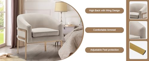 annjoe Accent Chair Living Room Chair Arm Chair Upholstered Chair Leisure Chair with Metal Frame Legs for Home Kitchen Bedroom