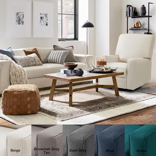 Harkawon Swivel Rocker Recliner Chair, Glider Rocker Recliner, Rocking Chair Nursery, Fabric Chair with High Back, Deep Seat, for Living Room, Bedroom, Beige