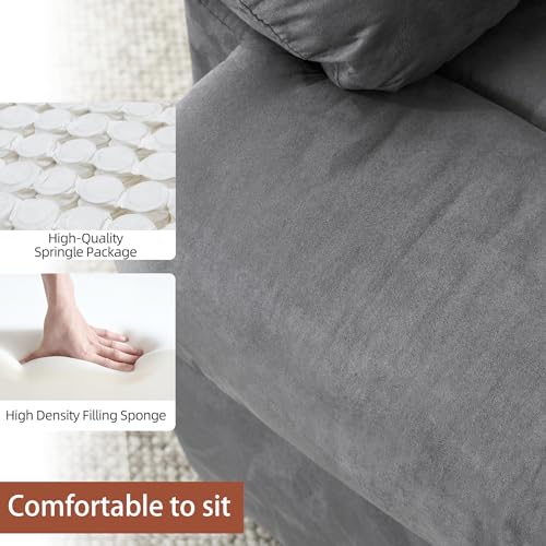 Ketaiyou Rocker Recliner Chair for Adults, Overstuffed Large Manual Rocking Recliner, Upholstered Soft Fabric Living Room Reclining Sofa Chair(Gray)