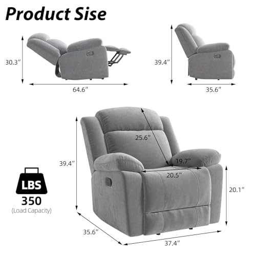 HAOMARKETS Manual Rocker Recliner, Breathable Fabric Recliner Chairs for Adults, Comfy Glider Rocking Recliner with Overstuffed Lumbar Support, Upholstered Reclining Sofa Chair for Living Room