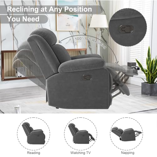 HAOMARKETS Manual Rocker Recliner, Breathable Fabric Recliner Chairs for Adults, Comfy Glider Rocking Recliner with Overstuffed Lumbar Support, Upholstered Reclining Sofa Chair for Living Room