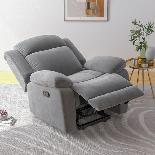 HAOMARKETS Manual Rocker Recliner, Breathable Fabric Recliner Chairs for Adults, Comfy Glider Rocking Recliner with Overstuffed Lumbar Support, Upholstered Reclining Sofa Chair for Living Room