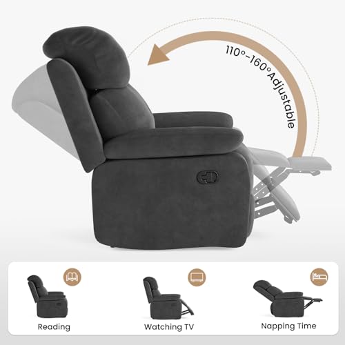 AYEASY Manual Recliner Chairs for Adults for Living Room Small Spaces, Dark Gray