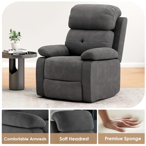 AYEASY Manual Recliner Chairs for Adults for Living Room Small Spaces, Dark Gray