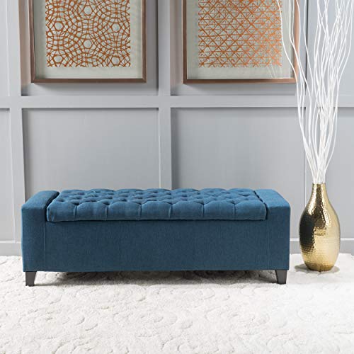 Christopher Knight Home Hikaru Fabric Storage Ottoman, Dark Blue Dimensions: 20.50”D x 51.00”W x 17.00”H