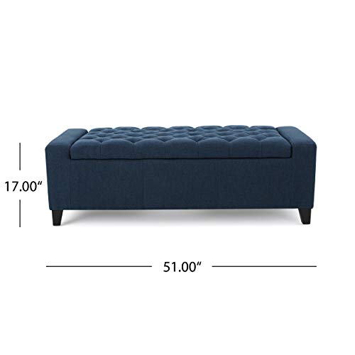 Christopher Knight Home Hikaru Fabric Storage Ottoman, Dark Blue Dimensions: 20.50”D x 51.00”W x 17.00”H
