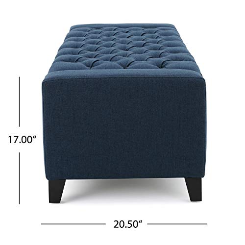 Christopher Knight Home Hikaru Fabric Storage Ottoman, Dark Blue Dimensions: 20.50”D x 51.00”W x 17.00”H