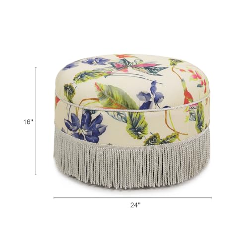 Jennifer Taylor Home Yolanda Ottoman, Off-White/Floral