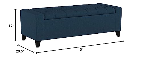 Christopher Knight Home Hikaru Fabric Storage Ottoman, Dark Blue Dimensions: 20.50”D x 51.00”W x 17.00”H