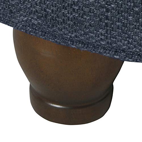 Homepop Home Decor | Large Button Tufted Woven Round Storage Ottoman for Living Room & Bedroom (Navy Woven) 25 inch D x 25 inch W x 15 inch H