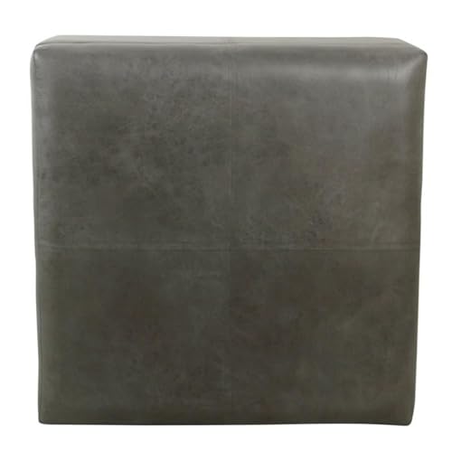 Homepop Home Decor |K2380-E903| Luxury Large Faux Leather Square Storage Ottoman | Ottoman with Storage for Living Room & Bedroom, Gray