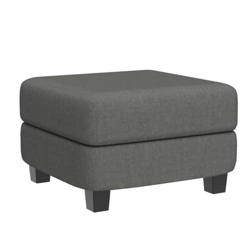 Belffin Upholstered Storage Ottoman with Coffee Table Top with Tray Square Foot Rest Convertible Ottoman Light Grey