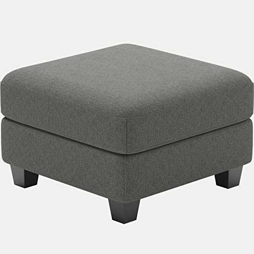 Belffin Upholstered Storage Ottoman with Coffee Table Top with Tray Square Foot Rest Convertible Ottoman Light Grey