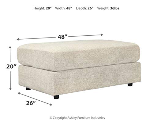 Signature Design by Ashley Soletren Contemporary Chenille Oversized Ottoman, Off-White