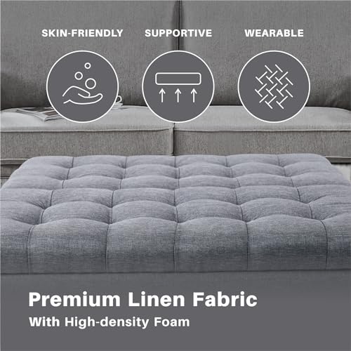 Redlife 35 Inch Large Square Storage Ottoman Bench, Storage Ottoman Coffee Table Large Square Ottoman with Storage Lift Top Tufted Storage Ottoman for Living Room (Dark Grey)