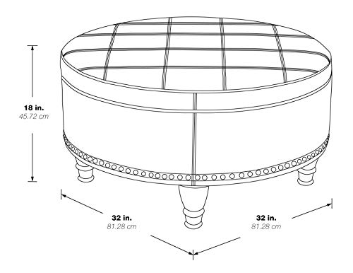 INSPIRED by Bassett OSP Home Furnishings Augusta Round Storage Ottoman with Decorative Nailheads and Flip Over Lid with Serving Tray Surface, Espresso Faux Leather