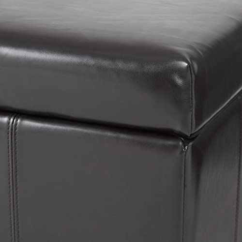Christopher Knight Home Living Berkeley Brown Leather Square Storage Ottoman, Espresso