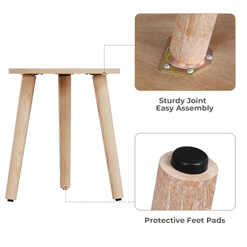 VVFLU Solid Wood Round Coffee Table Set, Small Coffee Tables for Living Room, Oak Farmhouse Circle Coffee Table, Round Side Table Cutting Line Finish, Nature Wood