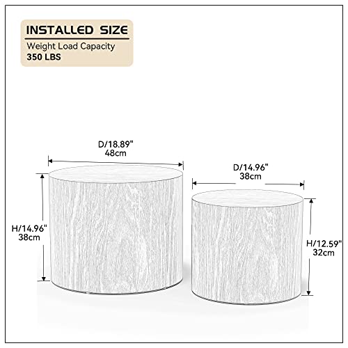 WILLIAMSPACE Nesting Coffee Table Set of 2, Walnut Round Wooden Coffee Tables Modern Circle Table for Small Space Living Room Bedroom Accent End Side Table (Walnut-Round)