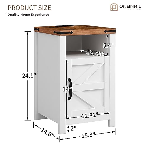 oneinmil 3-Piece Farmhouse Table Set Includes 31” Coffee Table and Side Tables with Storage Space, Retro Tables for Living Room, White
