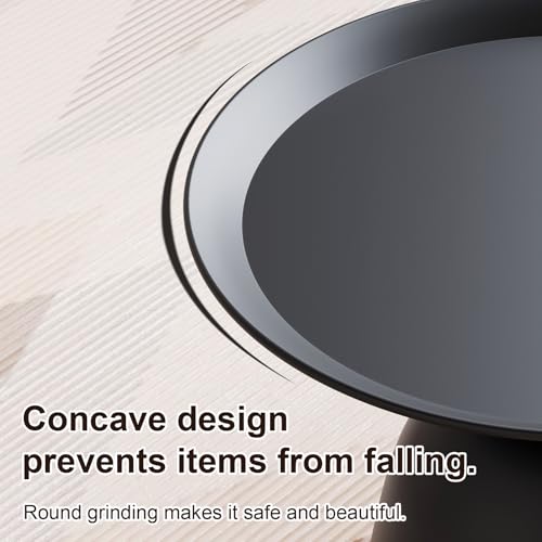 Round Coffee Table and End Table Sets for Living Room, Black Modern Side Table, Nesting Coffee Table Set of 2, Funky Metal Accent Table for Bedside, Fluted Small Nested Coffee Tables with Pedestal