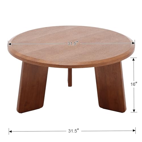 LZAREAL Mid Century Modern Coffee Table Wood Living Room Table Cute Round Coffee Table Center Table Side Table for Living Room Office Reception Room, Walnut
