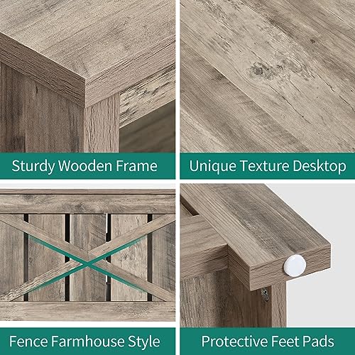 YITAHOME Coffee Table Farmhouse Coffee Table with Storage Rustic Wood Cocktail Table,Square Coffee Table for Living Meeting Room with Half Open Storage Compartment, Rustic Grey