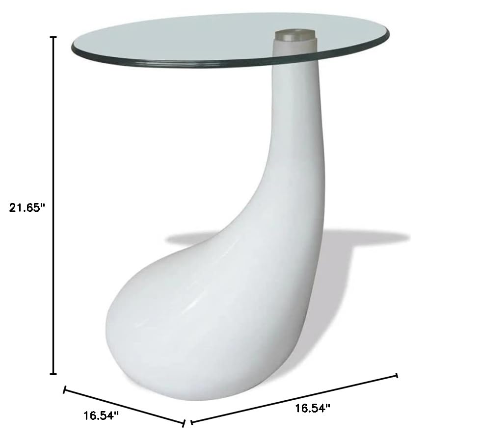 vidaXL Coffee Table 2pcs with Water-Drop Shaped Base, Side Table with Round Tempered Glass Top, Stylish and Chic, High Gloss Black