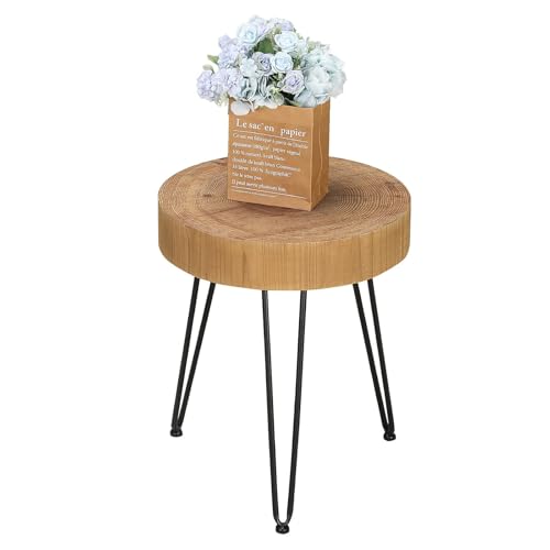 RUSTOWN Farmhouse Round Coffee Table Set of 2, Cocktail Table Set, Modern Circle Natural Wood Finsh Side and End Table Sets for Living Room(Planar, Natural)