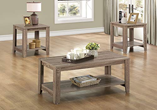 Monarch Specialties 7914P Table, 3pcs Set, Coffee, End, Side, Accent, Living Room, Laminate, Brown, Transitional Set-3Pcs Dark Taupe, 42" L x 20.5" W x 17" H