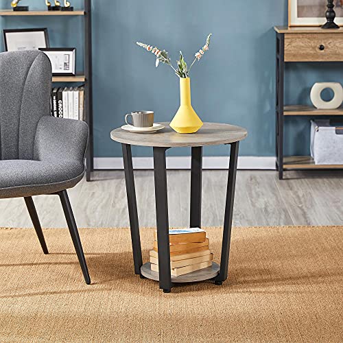 Yaheetech Living Room Table Set of 3, Industrial Wooden Lift Top Coffee Table with Hidden Compartment and Bottom Open Shelf & 2pcs End Side Tables with Open Storage Rack for Living Room Office, Gray