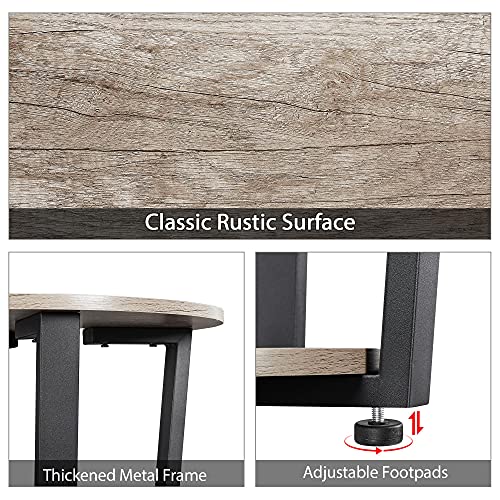 Yaheetech Living Room Table Set of 3, Industrial Wooden Lift Top Coffee Table with Hidden Compartment and Bottom Open Shelf & 2pcs End Side Tables with Open Storage Rack for Living Room Office, Gray