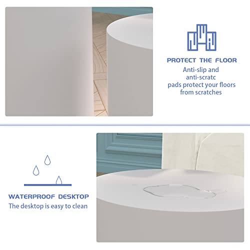 LyuHome Round Coffee Table Set of 2, Nesting Coffee Table and End Table Set Wood Small Circle Drum Side Table for Living Room Office, No Assembly,White