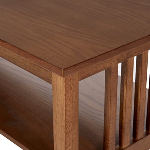 OSP Home Furnishings Sierra Coffee Table with Lower Storage Shelf and Mission Style Side Panels, Brown Ash