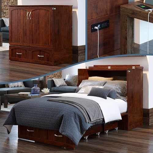 AFI Southampton Murphy Bed Chest with Charging Station, Twin XL, Walnut