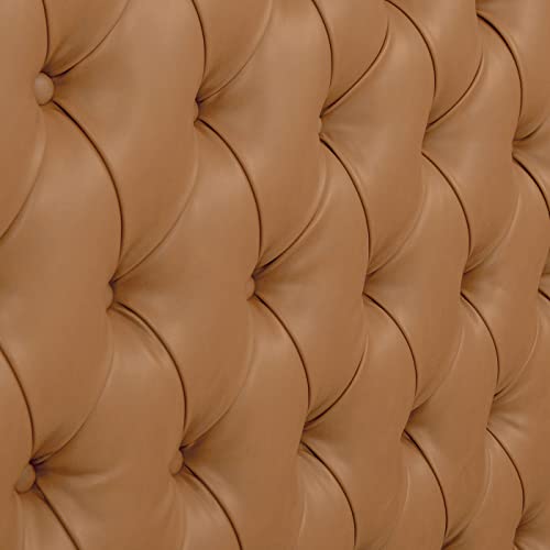 Jennifer Taylor Home Harmonie Upholstered Shelter Headboard Bed Set, King, Caramel Tan Brown Faux Leather