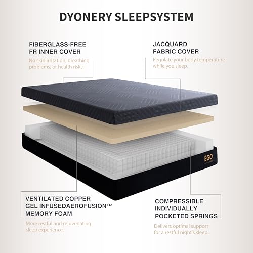 Dyonery Split King Adjustable Bed Frame with Mattress, 14 Inch Hybrid Copper-Gel AeroFusion Memory Foam, Head & Foot Incline, 750lbs Lift Capacity, Powerful Quiet Motor, 5 Minutes Tools-Free Assembly