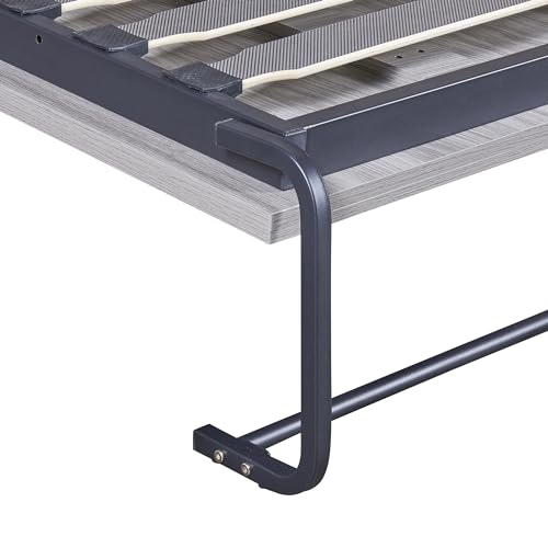 DEYOBED Multifunctional Full Size Murphy Bed with Storage Shelves and Drawers, Solid Wood Platform Bed Wall Bed Cabinet Bed for Guest Room Home Office, Ideal for Small Spaces, Gray