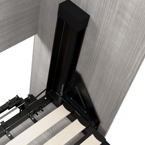 Bestar Claremont Queen Size Murphy Bed in Platinum Gray, Space-Saving Sleeping Arrangement for Multipurpose Area, Bedroom, or Guest Room