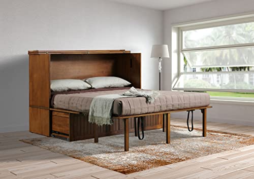 Mega Solutions Murphybedz Tuscany Murphy Cabinet Chest Bed with Charging Station 6 Inch, Queen (Blonde Oak)…