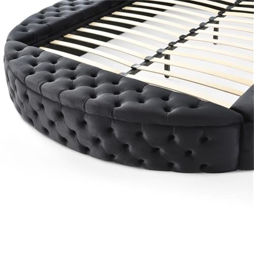 Better Home Products Elizabeth Upholstered Round Storage King Bed in Black